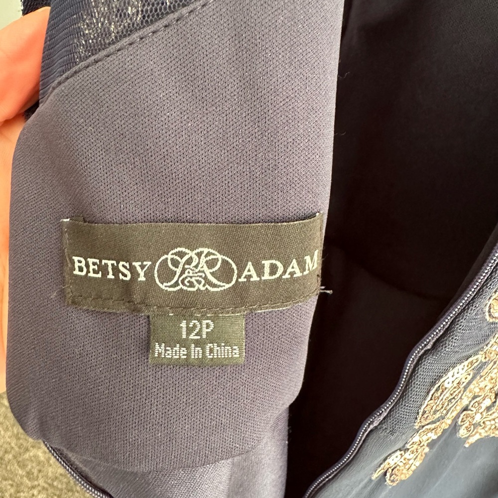 Betsy & Adam Navy Dress with Embroidery - Picture 5 of 6